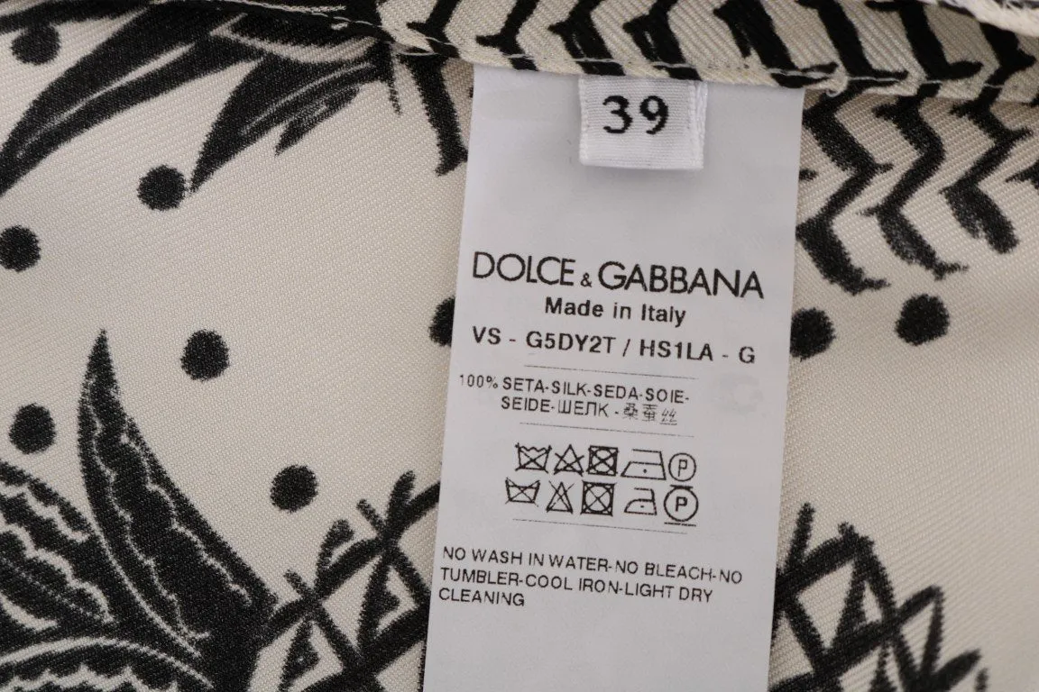 White Silk Pineapple Print Casual Shirt