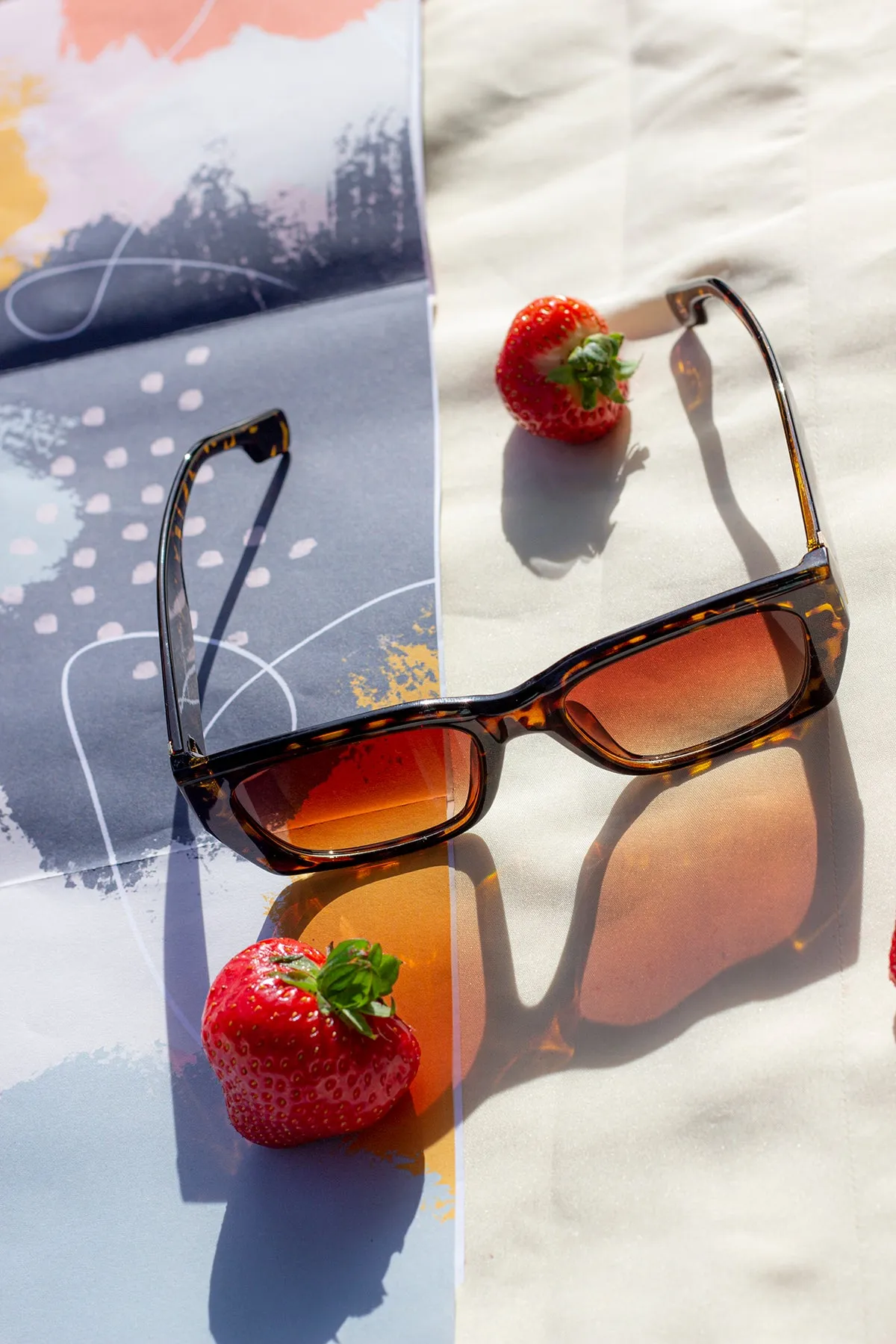 Wide Oblong Angled Sunglasses