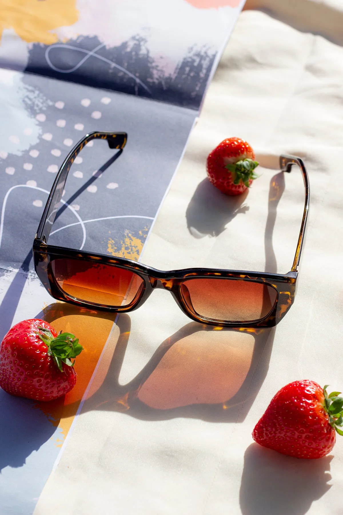Wide Oblong Angled Sunglasses