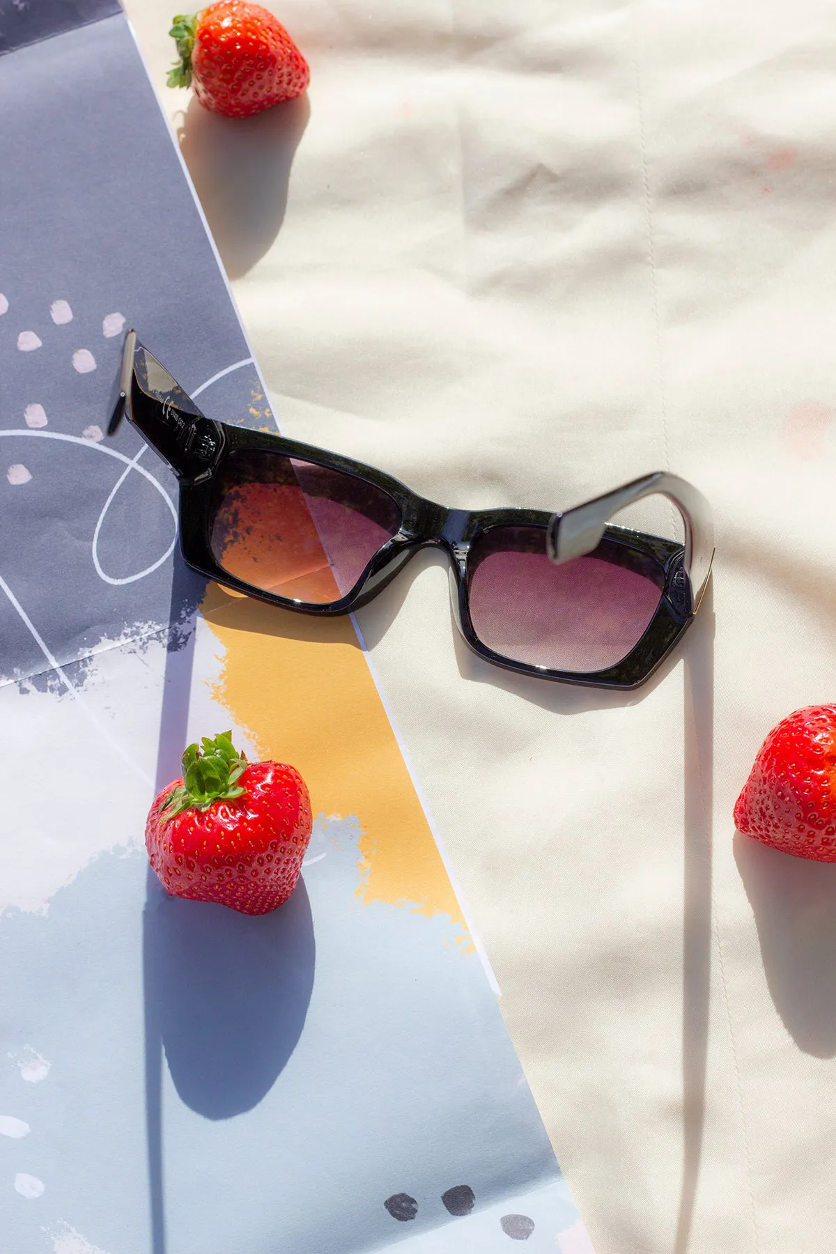 Wide Oblong Angled Sunglasses