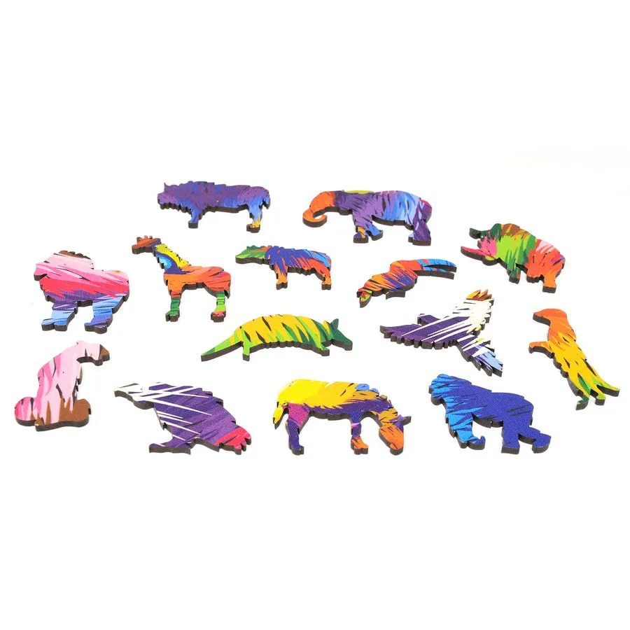 WOODEN JIGSAW PUZZLE COLORFUL LION