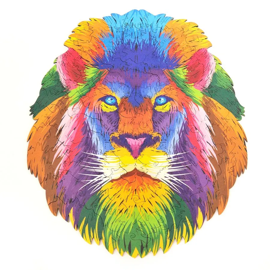 WOODEN JIGSAW PUZZLE COLORFUL LION