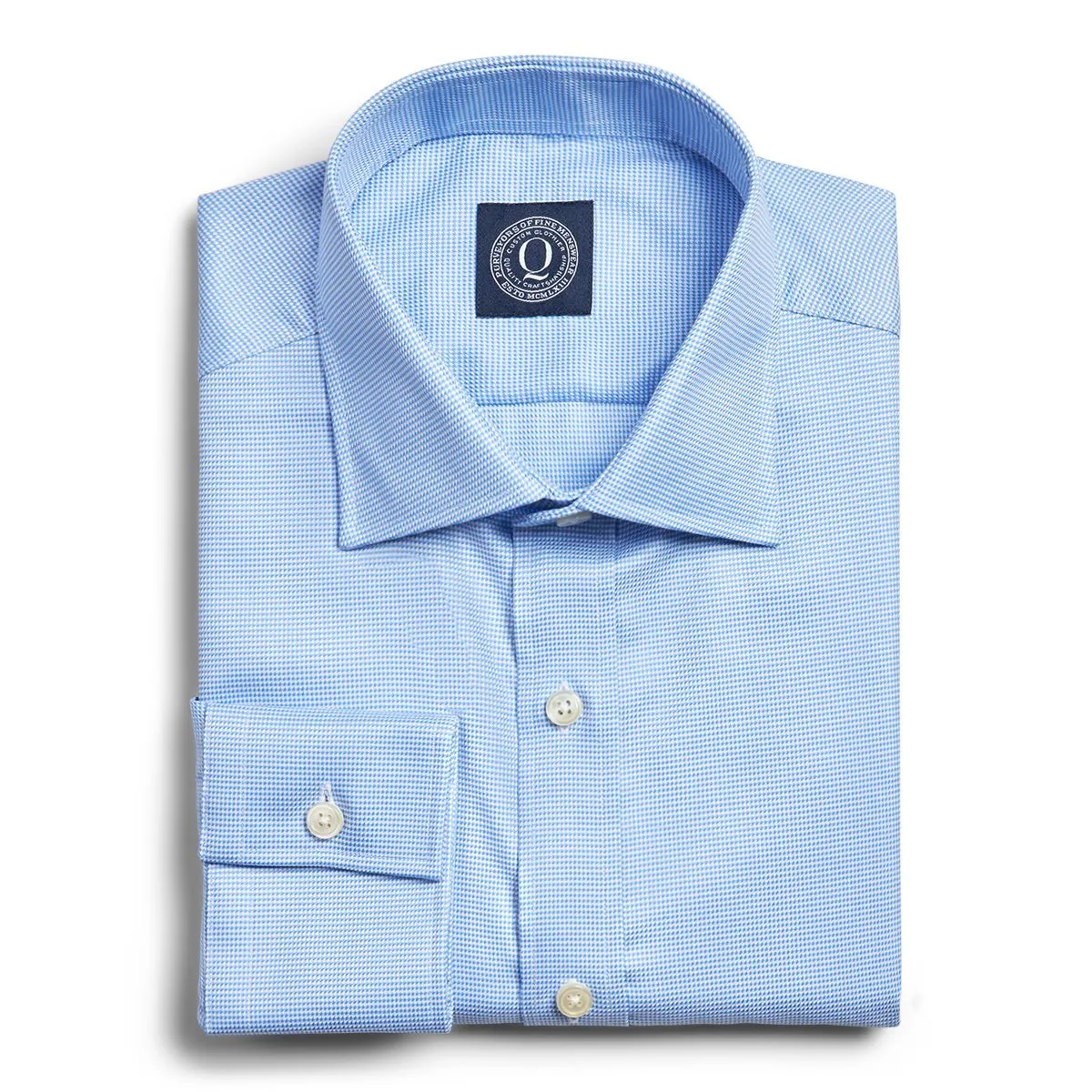 Wrinkle Resistant Houndstooth - Blue