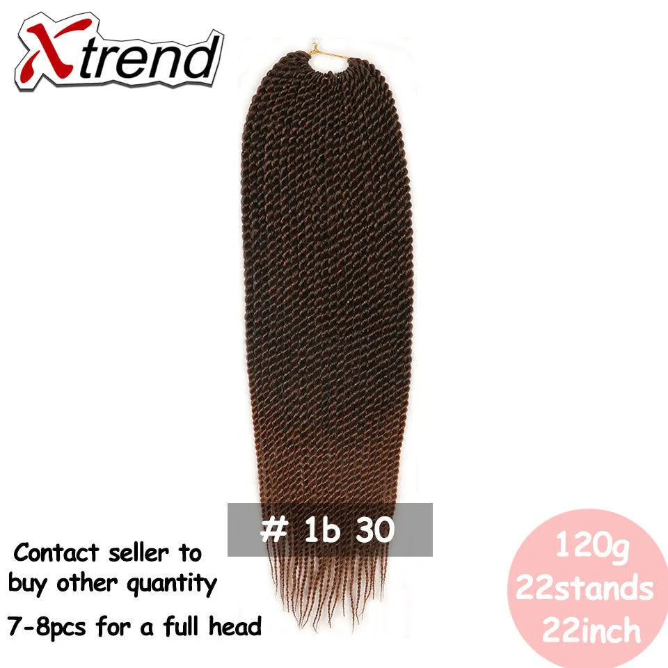 Xtrend Senegalese Twist Colorful Hair Crochet Braid Hair 22'' 22roots 120g Synthetic Ombre Braiding Hair Extension Rainbow Hair