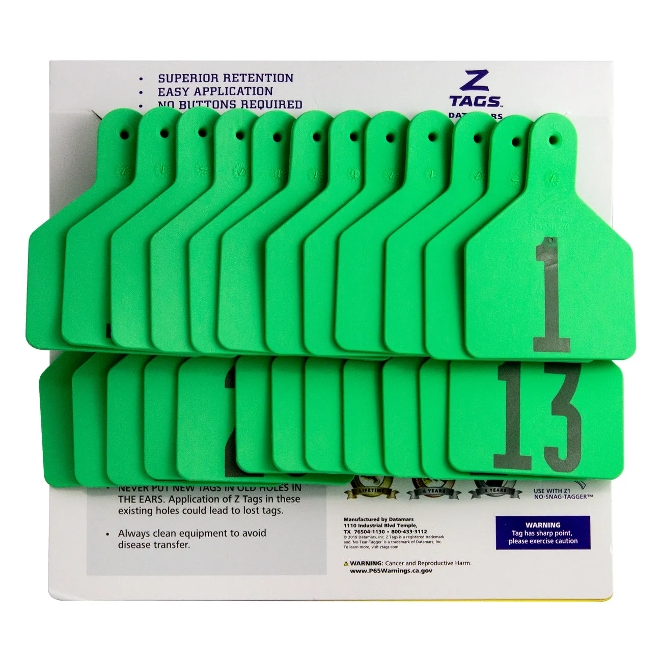 Z Tags 1 piece calf printed (25 units-package)