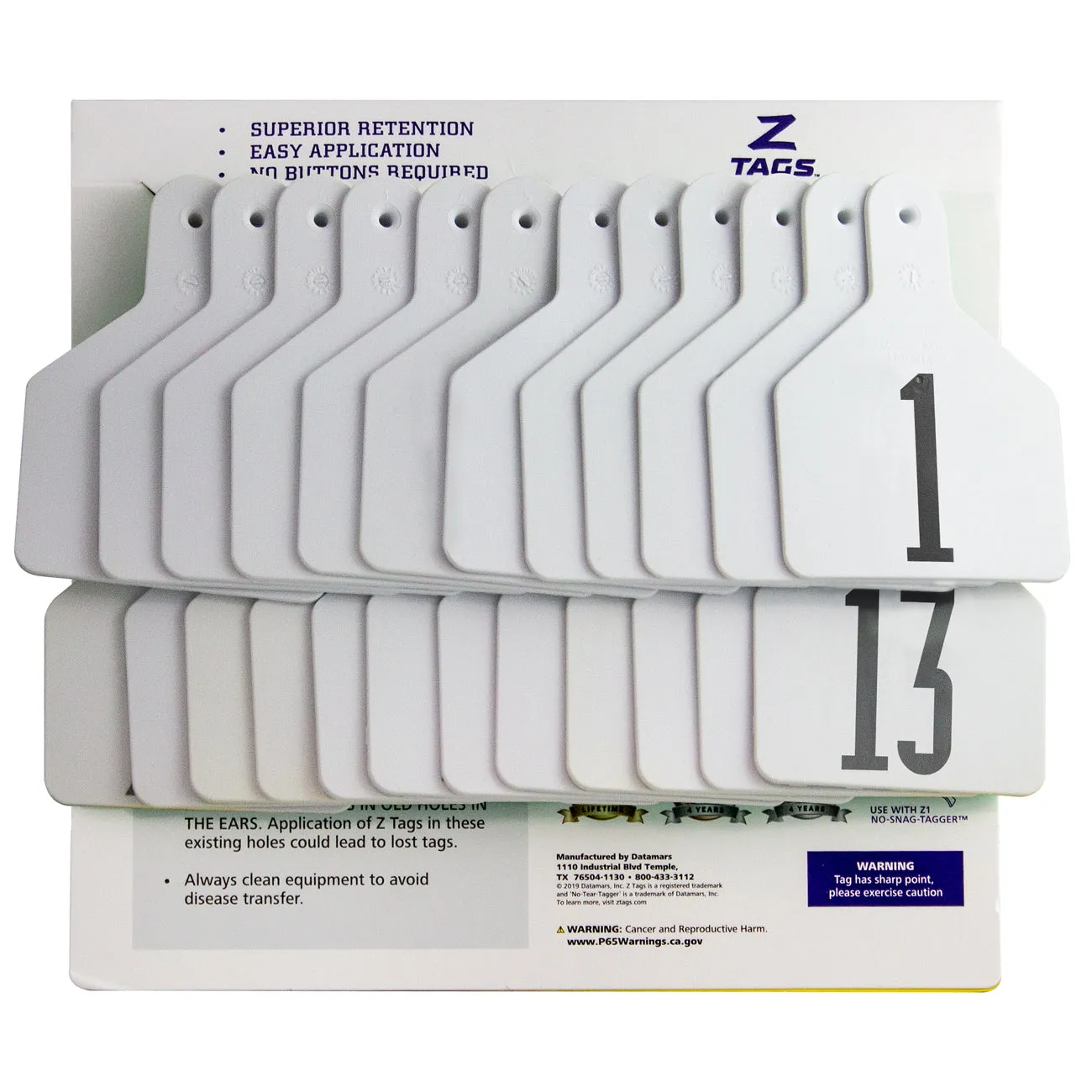 Z Tags 1 piece calf printed (25 units-package)