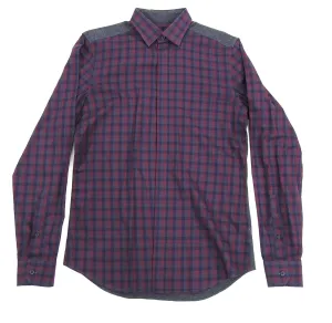 Z Zegna Burgundy and Grey Button Down Shirt - M