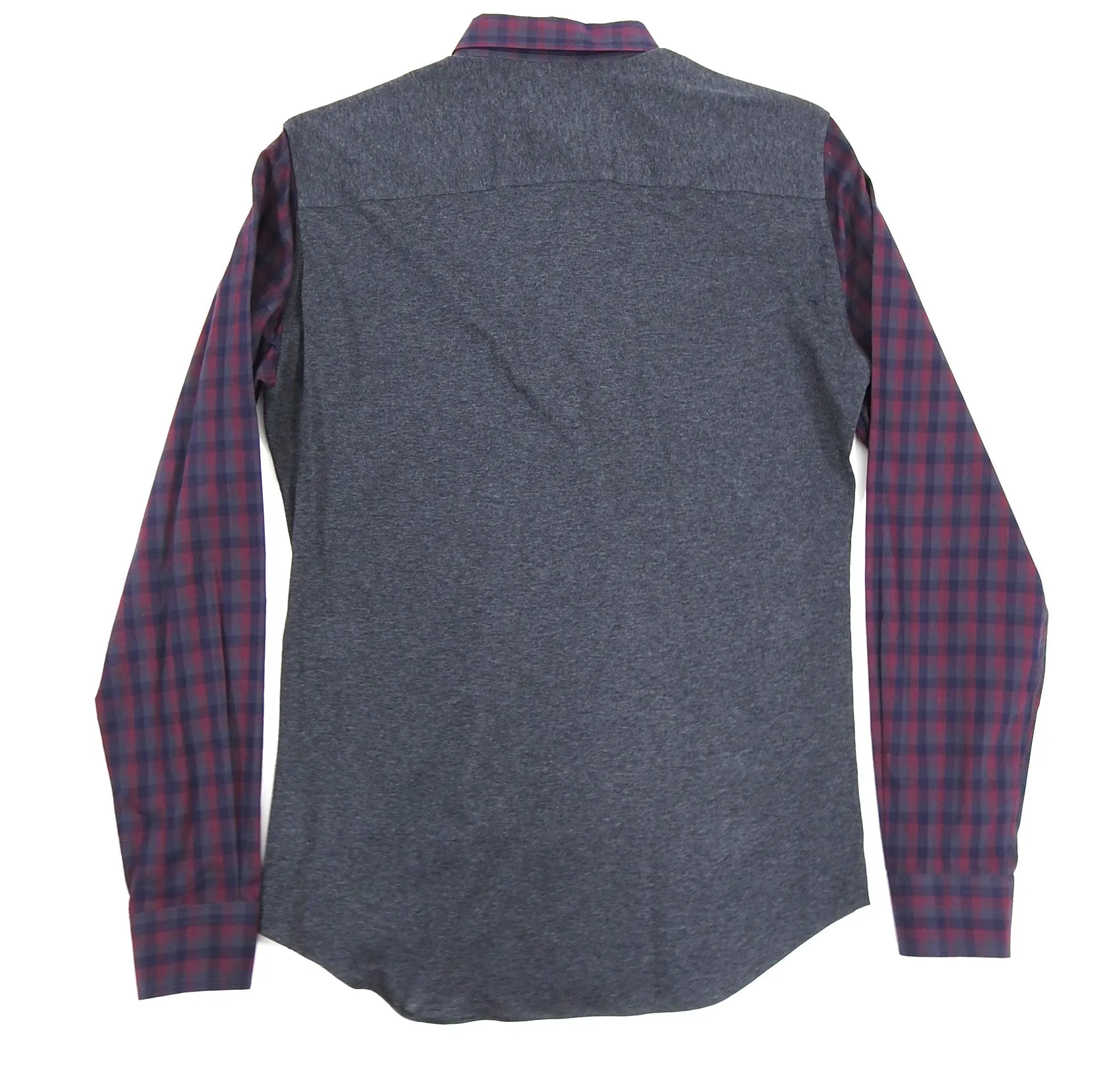 Z Zegna Burgundy and Grey Button Down Shirt - M