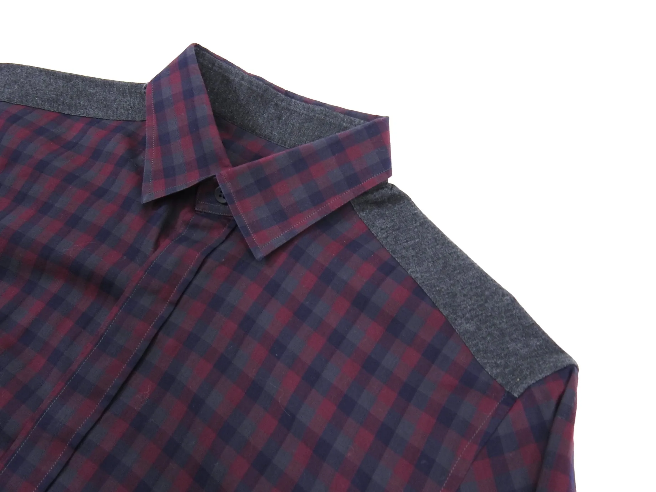 Z Zegna Burgundy and Grey Button Down Shirt - M