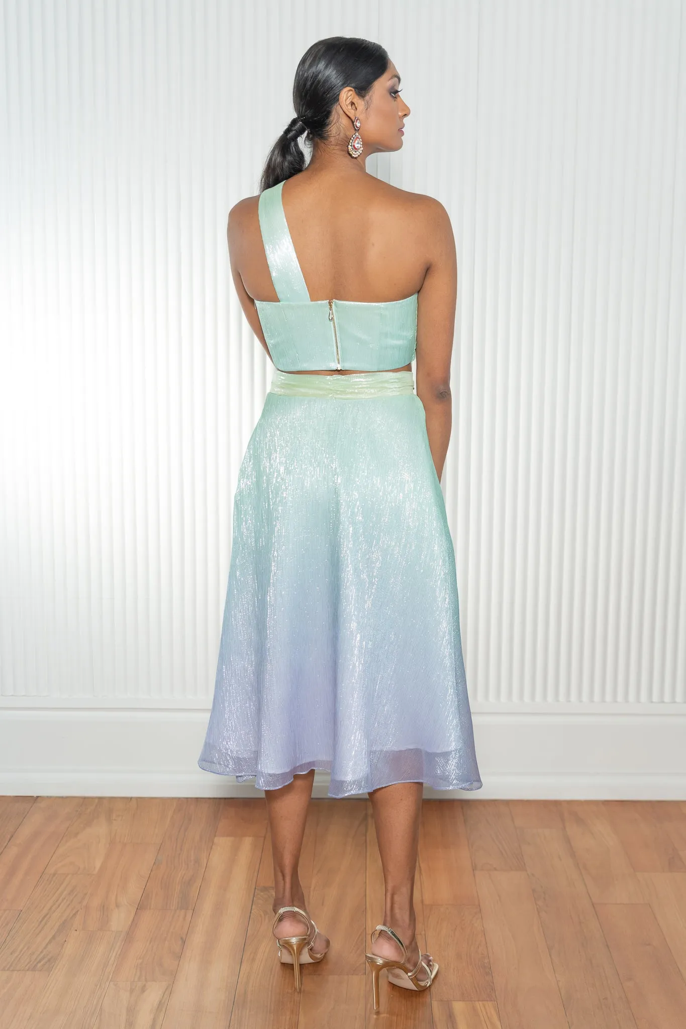 ZAINA Metallic Ombre Midi Lehenga Skirt