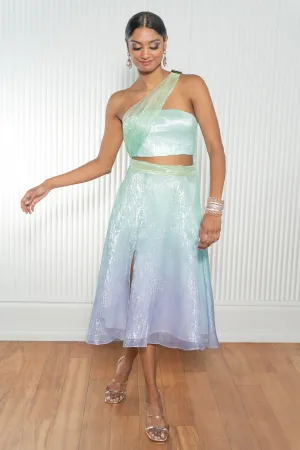 ZAINA Metallic Ombre Midi Lehenga Skirt