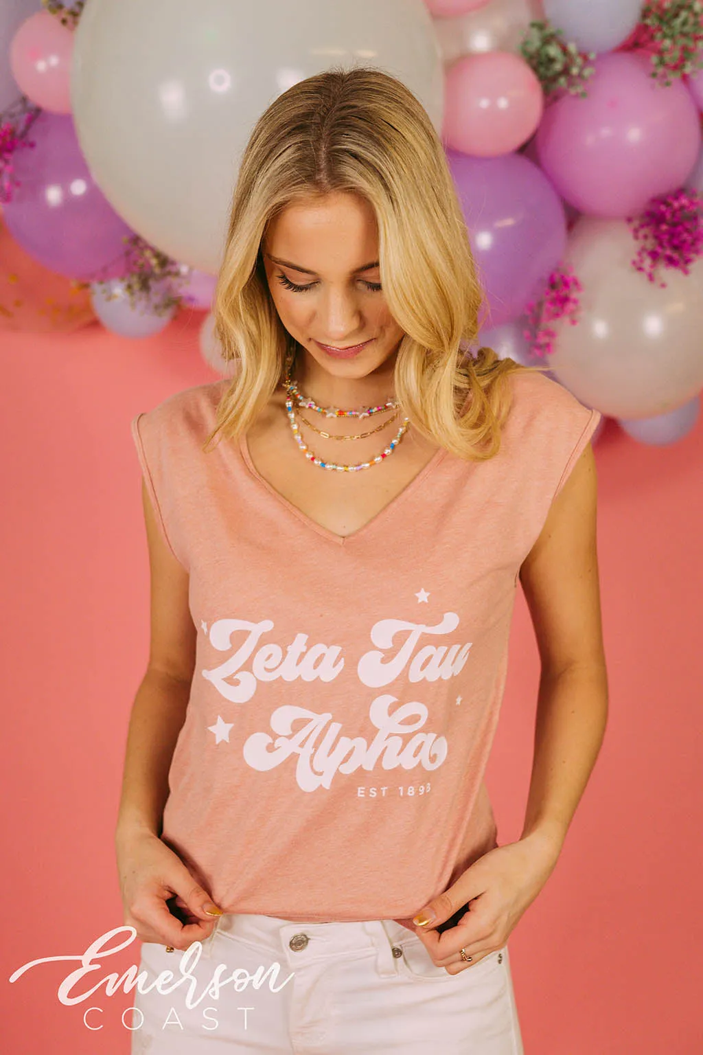 Zeta Tau Alpha Mauve Vneck Tee