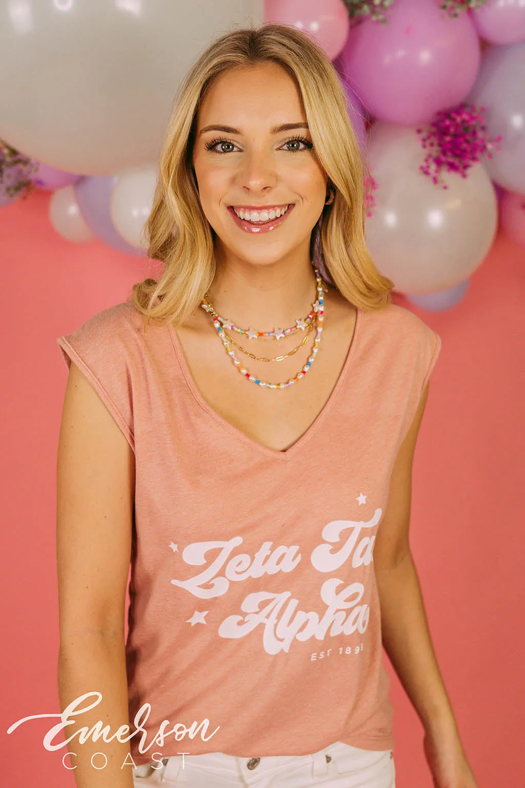 Zeta Tau Alpha Mauve Vneck Tee