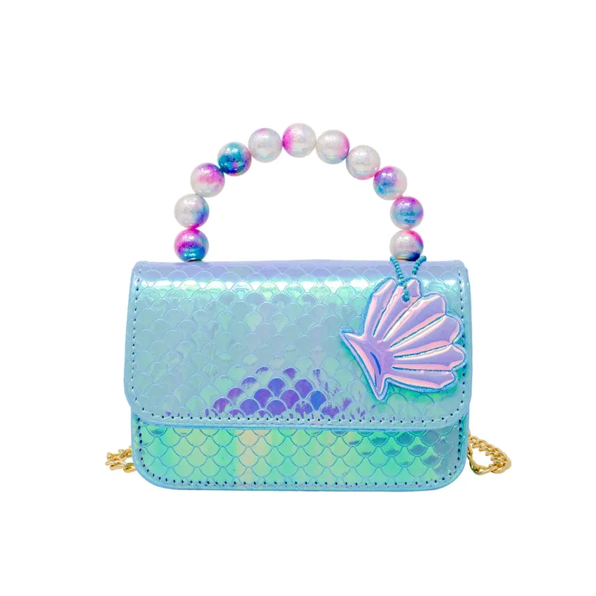 Zomi Gems Mermaid Pearl Handle Seashell Bag - Blue